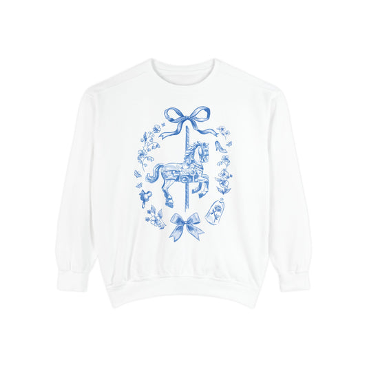 Coquette Carousel Sweatshirt (Blue) | Adult Comfort Colors Unisex