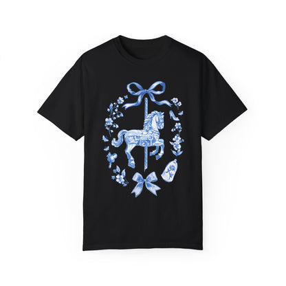 Coquette Carousel T-Shirt (Blue) | Adult Comfort Colors Unisex