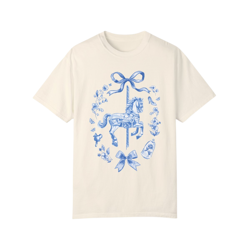 Coquette Carousel T-Shirt (Blue) | Adult Comfort Colors Unisex