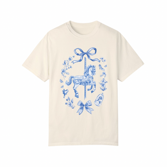 Coquette Carousel T-Shirt (Blue) | Adult Comfort Colors Unisex